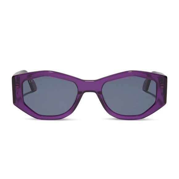 Diff Eyewear Accessories - DIFF Zoey Posh Purple Crystal Cat Eye Angular Sunglasses